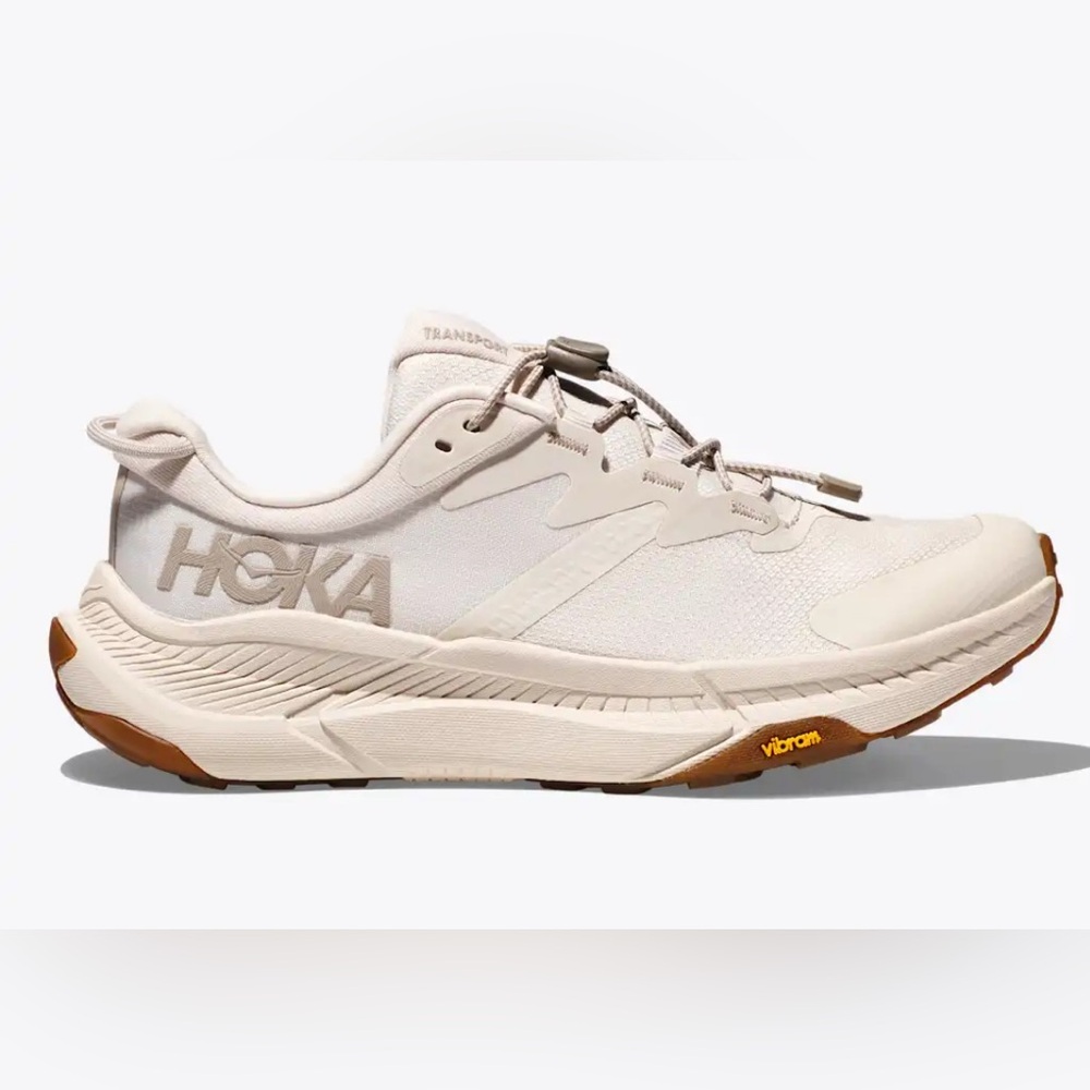 Hoka One One Women's Athletic Shoe in Cream with Brown Accents